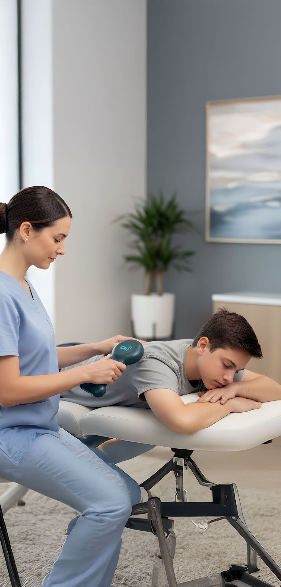 Chiropractor Using the CHI Palm on a Teen