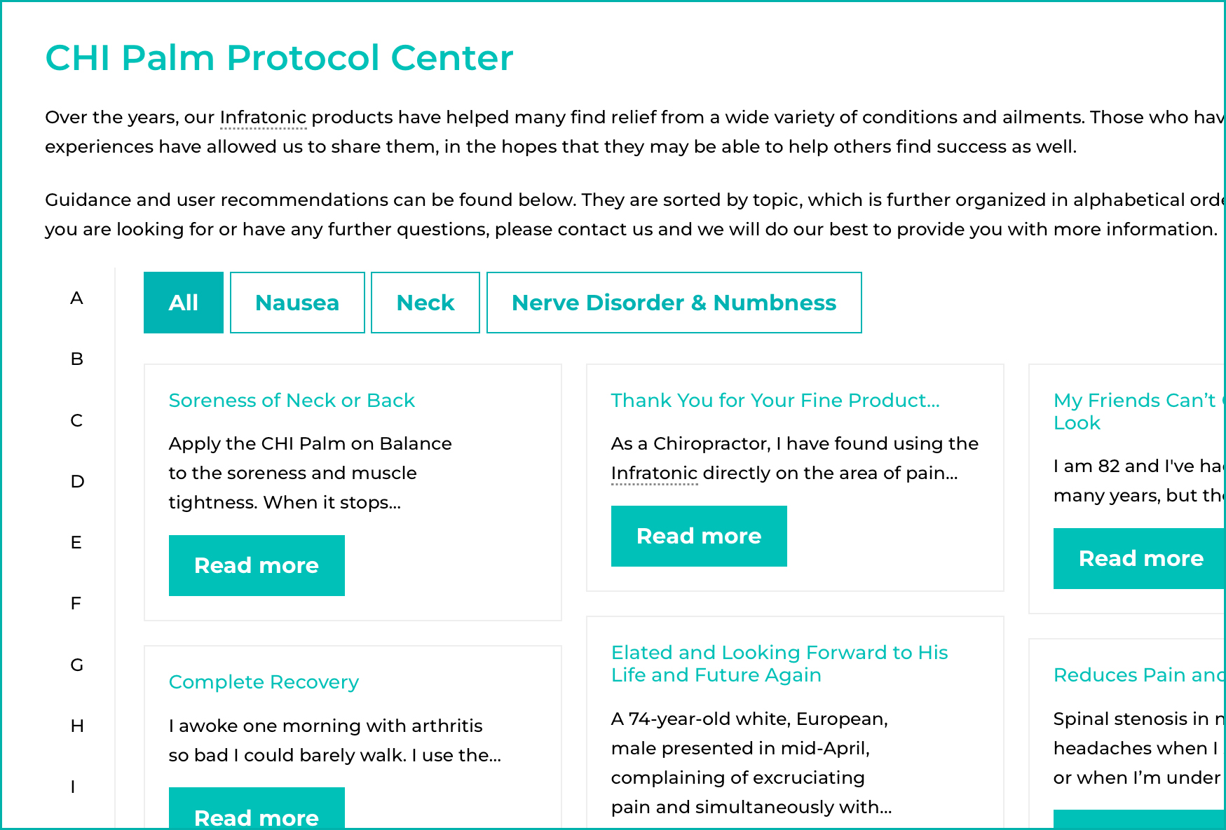 CHI Palm Nerve Disorder User Protocols