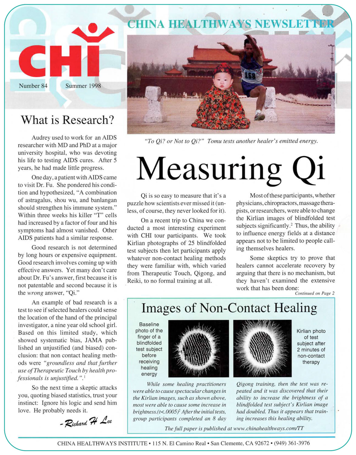 1998 CHI Institute China Healthways Newsletter